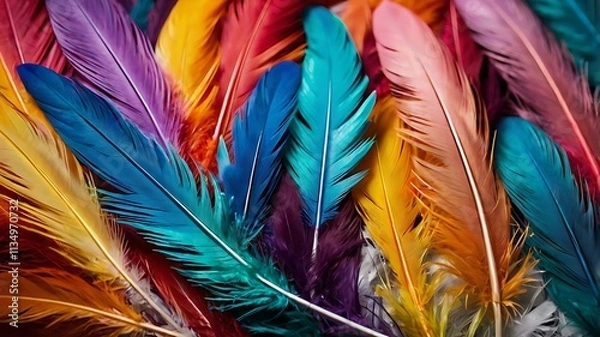 Fototapeta Vibrant Colorful Feathers Close Up Display