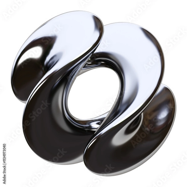 Fototapeta metallic abstract shape 3d illustration