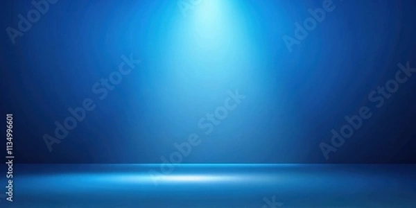 Obraz A bright spotlight illuminates a dark blue gradient background, creating a dramatic and elegant stage for showcasing products or displaying graphics.