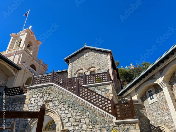 Obraz Buildings of Kykkos Monastery in the Troodos Mountains in Cyprus. Near the village of Milikuri