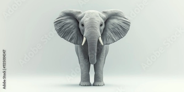 Fototapeta Studio photo of an elephant isolated against a white background. Wildlife and conservation concept, space for copy.