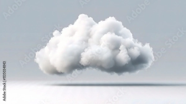 Fototapeta Large Isolated Puffy Cloud with Gentle Curves Against Neutral Background