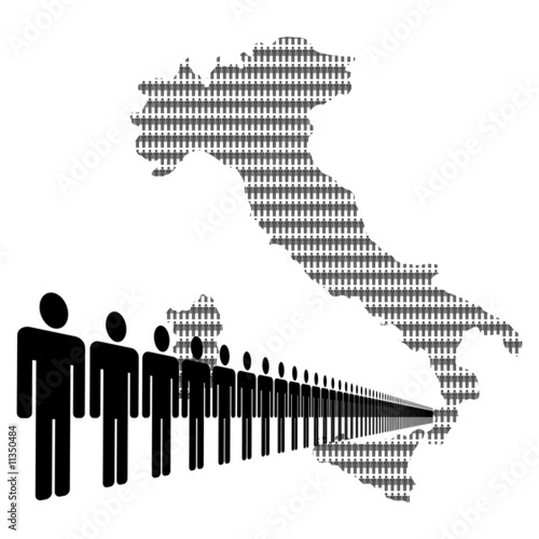 Fototapeta Italian workforce with map