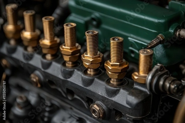 Fototapeta mechanics repair concept. An engine s valves being upgraded with hardened materials during a durability-focused repair, mechanics repair engine durability, high-performance enhancement