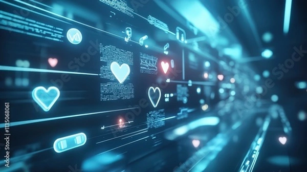 Fototapeta Digital heartbeat exploring health technology innovations in a futuristic lab environment visual data representation close-up viewpoint