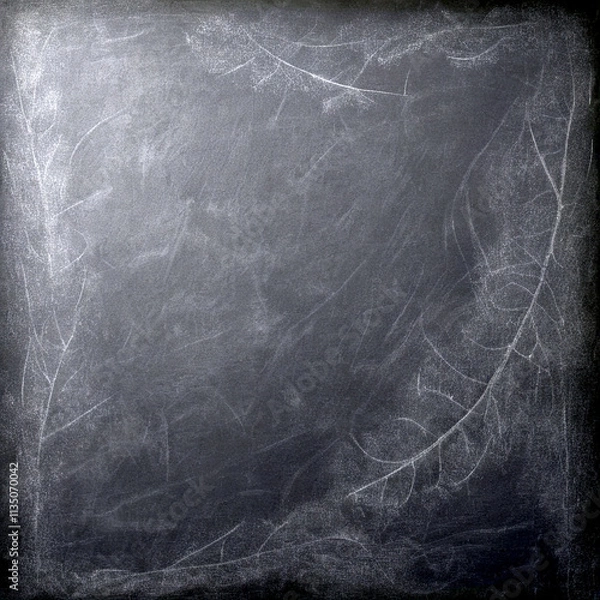 Fototapeta Chalkboard surface showcasing intricate leaf patterns in natural light