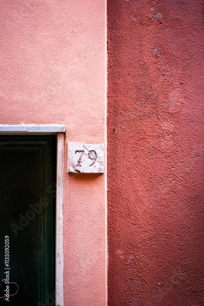 Fototapeta detail of a typical coloured building in Liguria