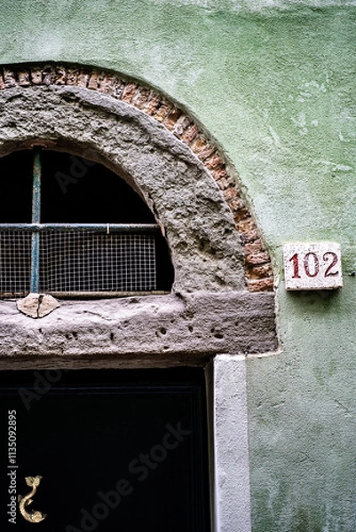 Fototapeta detail of a typical coloured building in Liguria
