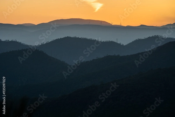 Obraz sunset over the mountains