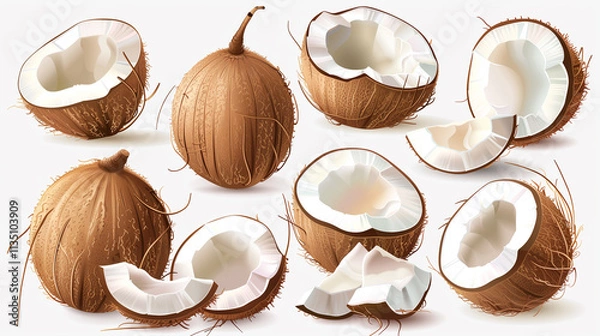 Obraz Transparent PNG of a Set of Delicious Coconuts – Perfect for Tropical and Food Designs"
"Clear PNG Image of a Set of Fresh Coconuts – Ideal for Culinary and Exotic Projects"