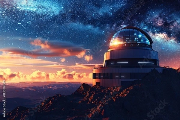 Obraz Large telescope is on top of a mountain