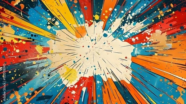 Fototapeta Abstract Comic Book Style Explosion with Bright Colors and Splashes