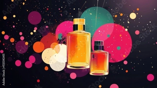 Fototapeta Colorful Perfume Bottles with Abstract Background Design