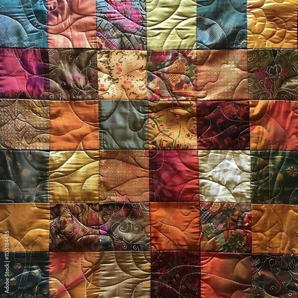 Obraz Thai pattern quilted fabric soft textures patchwork design warm tones