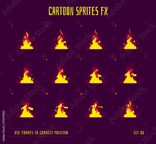 Fototapeta Animation frames or fire sprites