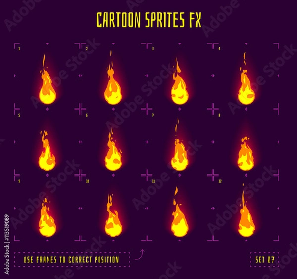 Fototapeta Animation frames or fire sprites