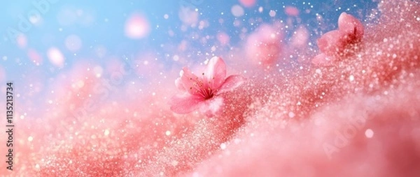 Obraz Pink blossoms floating in sparkly pink mist.
