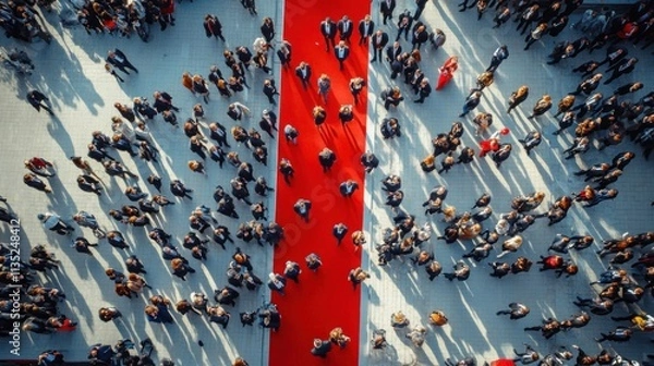 Obraz Aerial View of a Crowd Gathering on a Red Carpet