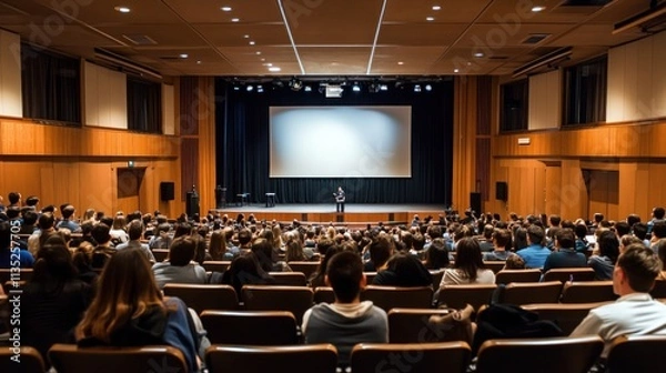 Obraz Large Auditorium Filled with Attendees at a Presentation