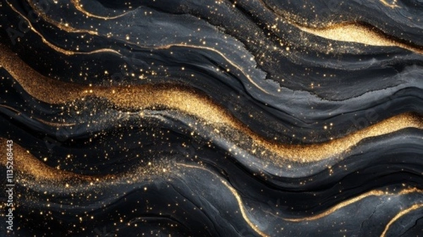 Fototapeta Luxurious Black and Gold Abstract Art