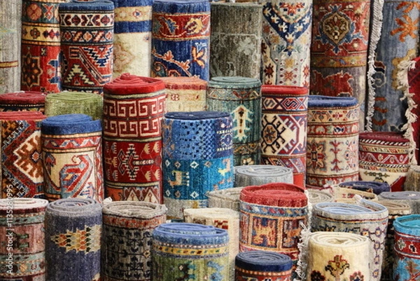 Obraz Carpets rolled in a carpet store