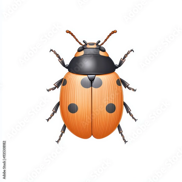 Fototapeta detailed of ladybug with orange body and black spots, showcasing its unique features and vibrant colors
