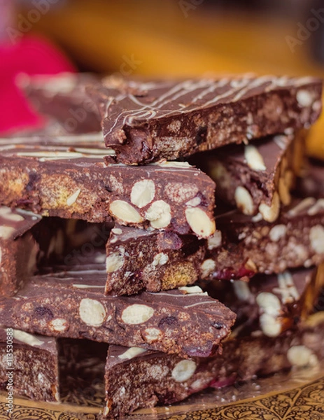 Fototapeta Chocolate Tiffin Cake. Fridge Cake