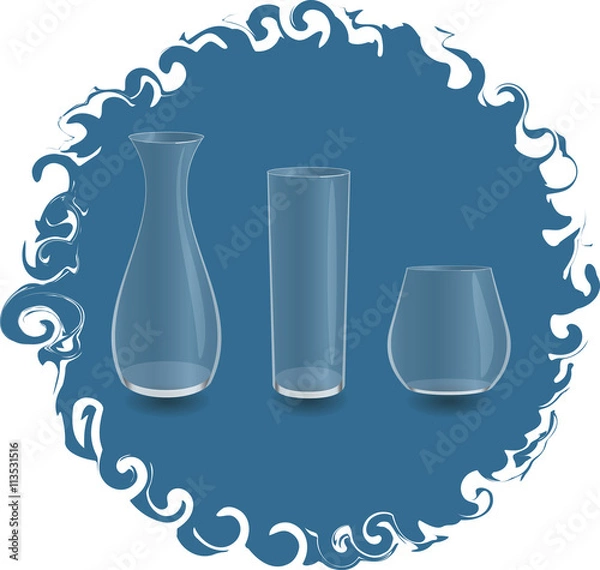 Obraz empty glass vase and two glass