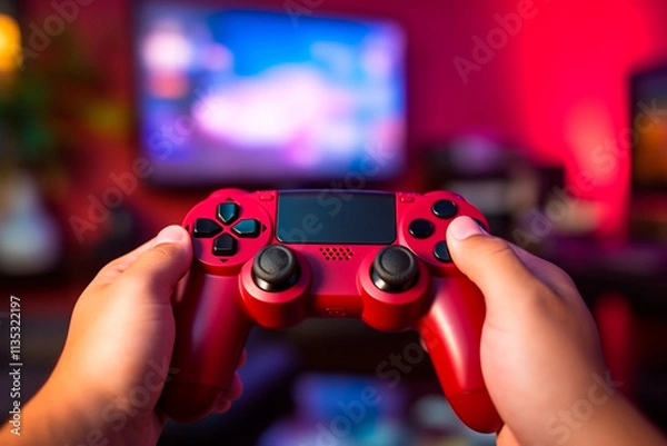 Obraz Online gaming competitions and digital battles depicted with a detailed gaming controller.