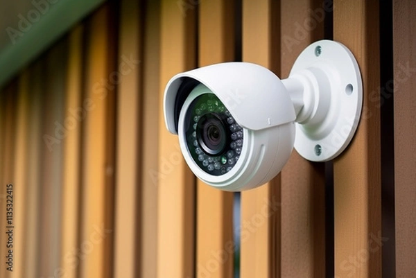 Obraz Wall-mounted surveillance camera monitoring the residential gate area