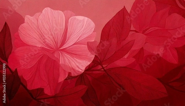 Fototapeta abstract floral and botanical background. Red and pink, banner