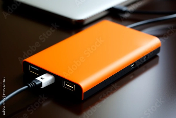 Obraz Compact orange external hard drive offering portable, high-speed storage solutions.