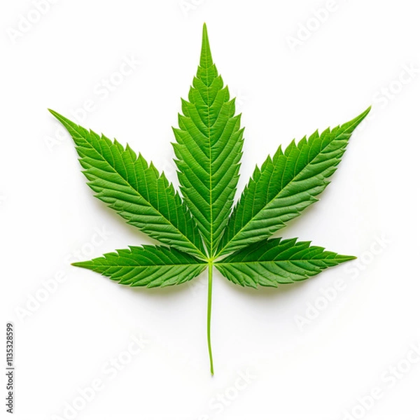 Obraz Cannabis foliage isolated on white to symbolize its legal acceptance for various needs.