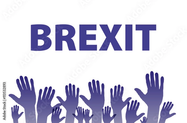 Fototapeta Brexit Text Isolated vector hand. flag of the European Community of the United Kingdom