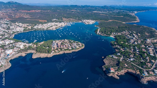 Obraz Aerial view of the entrance to Portcolom Bay on the island of Mallorca.