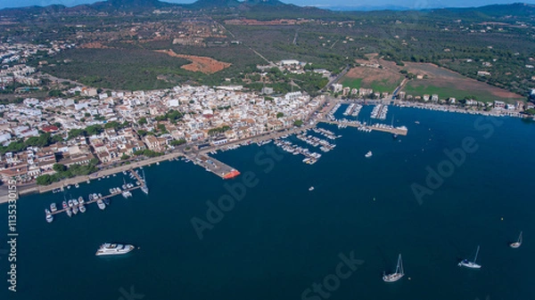Obraz Aerial view to the marina of the tourist village Portocolom