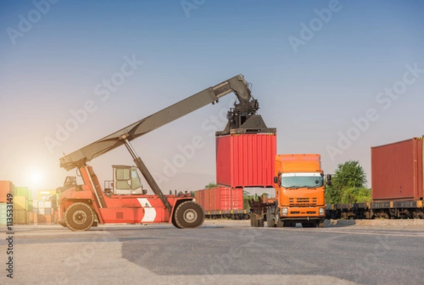 Obraz forklift handling container loading box