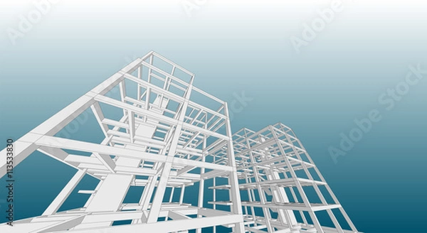 Obraz building structure abstract, 3d illustration, vector