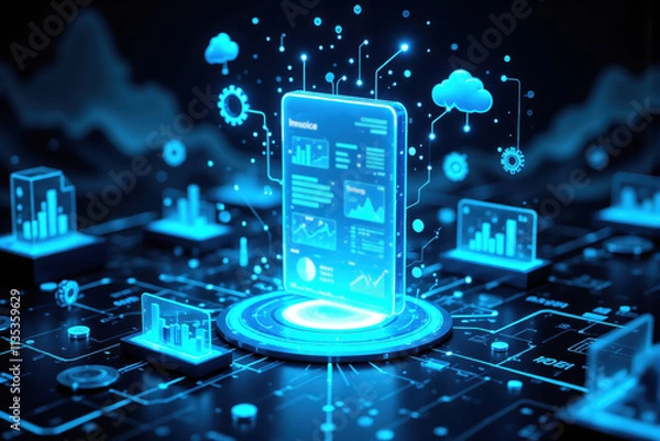 Fototapeta Futuristic Automated Invoice and Receipt Management System