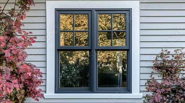 Obraz Quality plastic double-hung window in grey with anthracite color