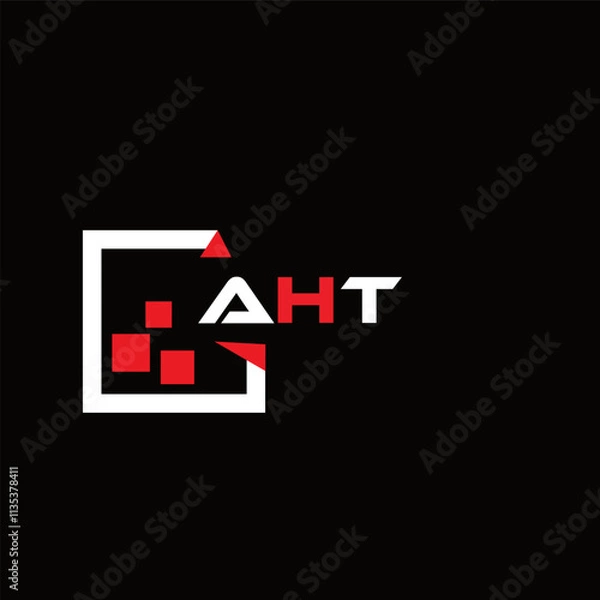 Fototapeta AHT creative minimalist letter logo. AHT unique vector initials alphabet letter logo design