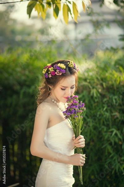 Fototapeta Asian Girl in wedding dress