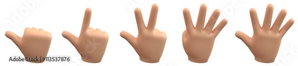 Obraz Sygnały ręczne dla liczb w języku niemieckim - jeden, dwa, trzy, cztery, pięć