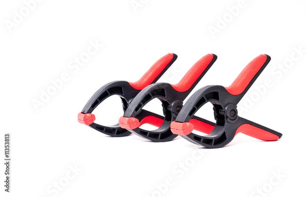 Fototapeta Three Spring Clamps