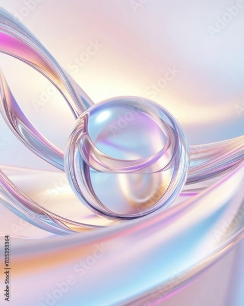 Fototapeta Abstract pastel hues and glass sphere composition for modern art design