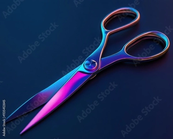 Fototapeta Scissors with vibrant blades, soft lighting, sleek crafting setup