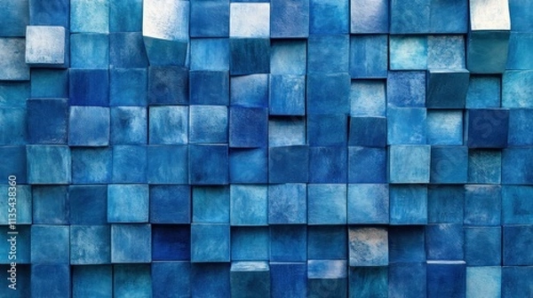 Obraz Abstract Blue Cube Mosaic: A Textured Digital Art