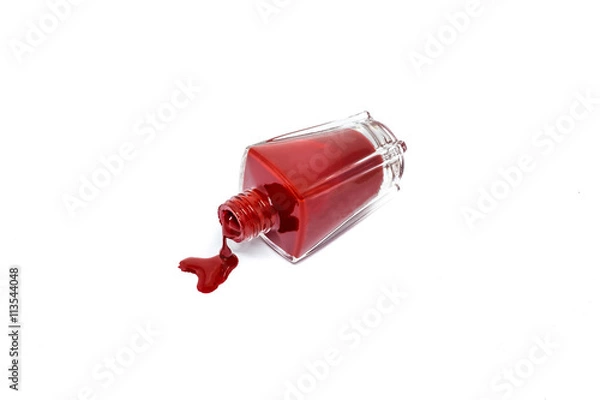 Obraz Red nail polish on white background