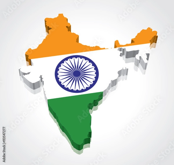 Fototapeta 3D vector Flag Map of India