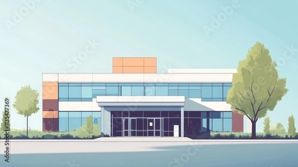 Fototapeta Vector illustration element of medical clinic building flat design style for city and background illustration